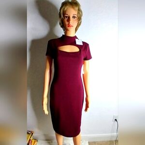 Women Premier Amour Sweetheart Cutout Short Sheath Dress-Dark Garnet- Size 4